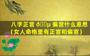 八字正宫 🌵 偏宫什么意思（女人命格里有正宫和偏宫）